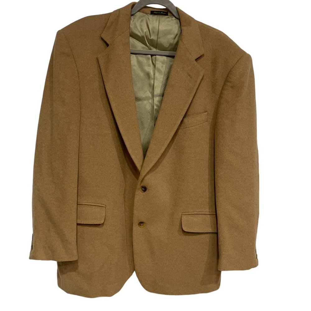 Investment Collection By Tom James Custom Blazer Camel Wool Blend 44R VTG
